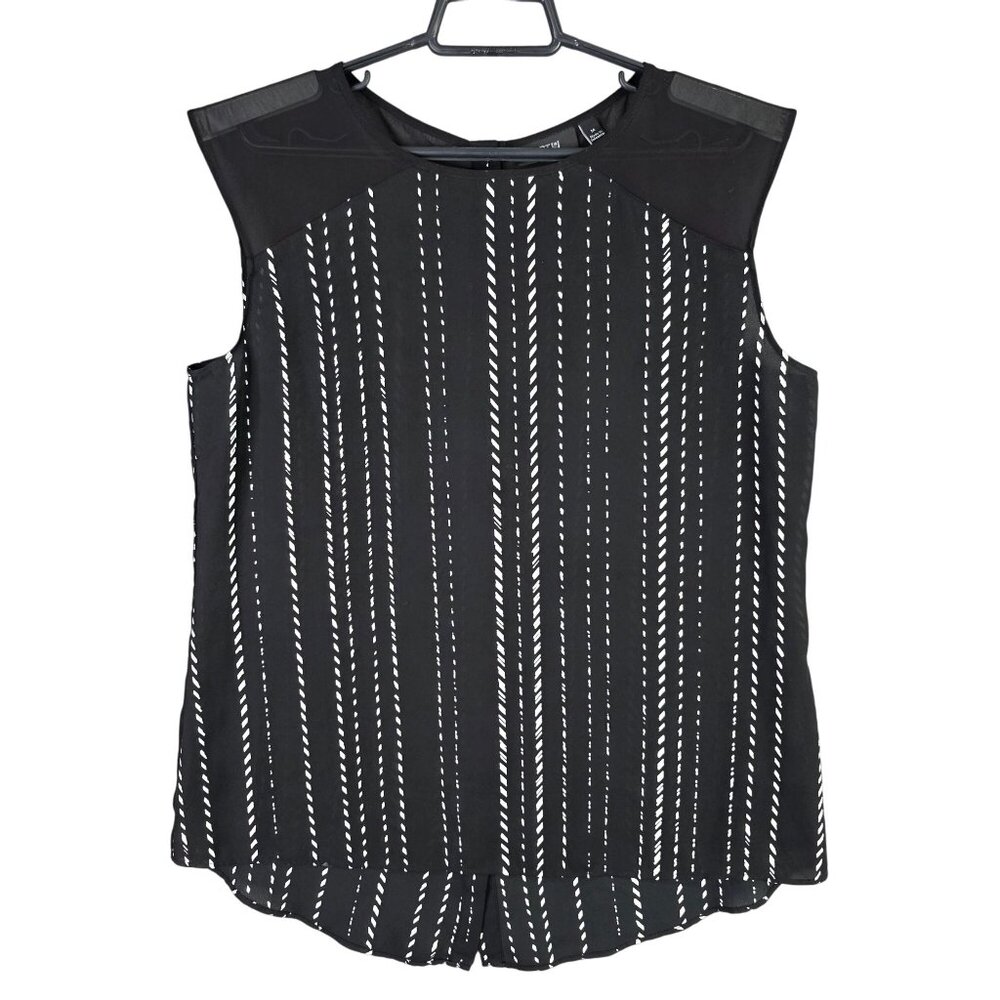 Womens Apt. 9 Black & White Dot Striped Sleeveless Blouse 100% Polyester Size M
